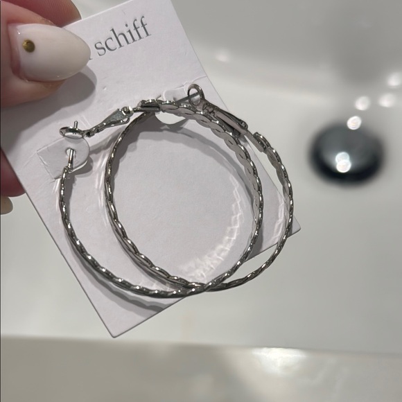 Marlyn Schiff Etched Twisted Rope Hoop Earrings - Silver - Picture 4 of 5
